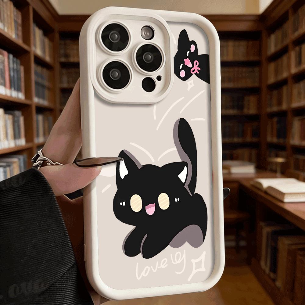 Cute Black Cats Phone Case for iPhone 17 16 15 14 13 12 11 Pro Max Plus Anti Scratch, Gel Flexible Protective