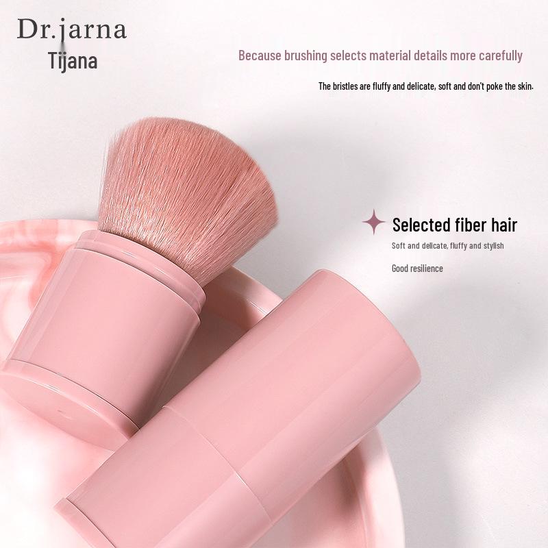 Tijiana DJ-230 Retractable Blush Brush with Lid – Portable Stippling, Setting, and Loose Powder Makeup Brush