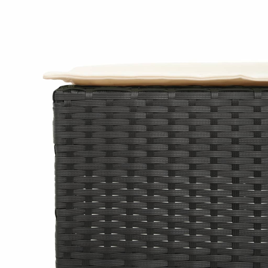 5 Piece Garden Bar Set with Cushions Black Poly Rattan