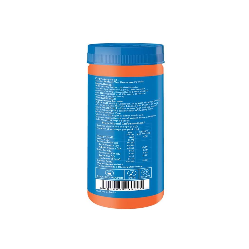 Society Tea Society OMT Masala Instant-Tee-Premix 500g Glas | Schnelles Heißgetränkepulver