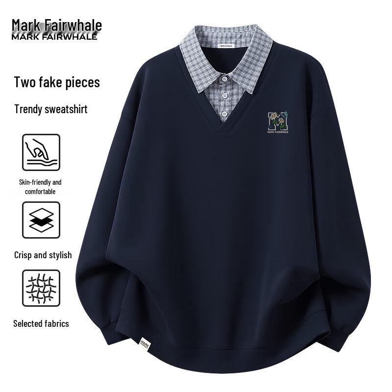 MARK FAIRWHALE Men's Letter Print Hooded Sweatshirt