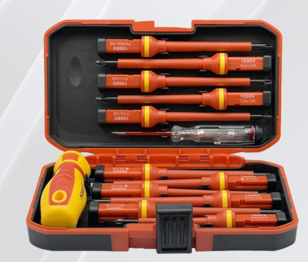 13PCS 1000V VDE Insulated Screwdriver Set Magnetic Slotted Bits for Electrical Repair Professional
