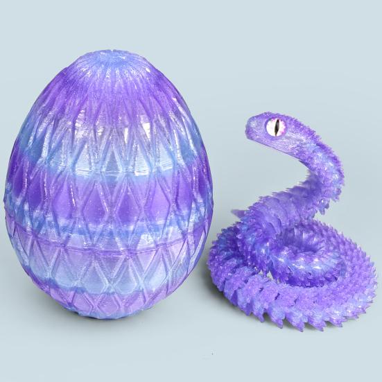 Ovo de Cobra com Cobra Impressa em 3D Dentro Juntas Móveis Estatueta de Cobra Cobra Articulada Brinquedo Fidget de Mesa Decoração Ornamento