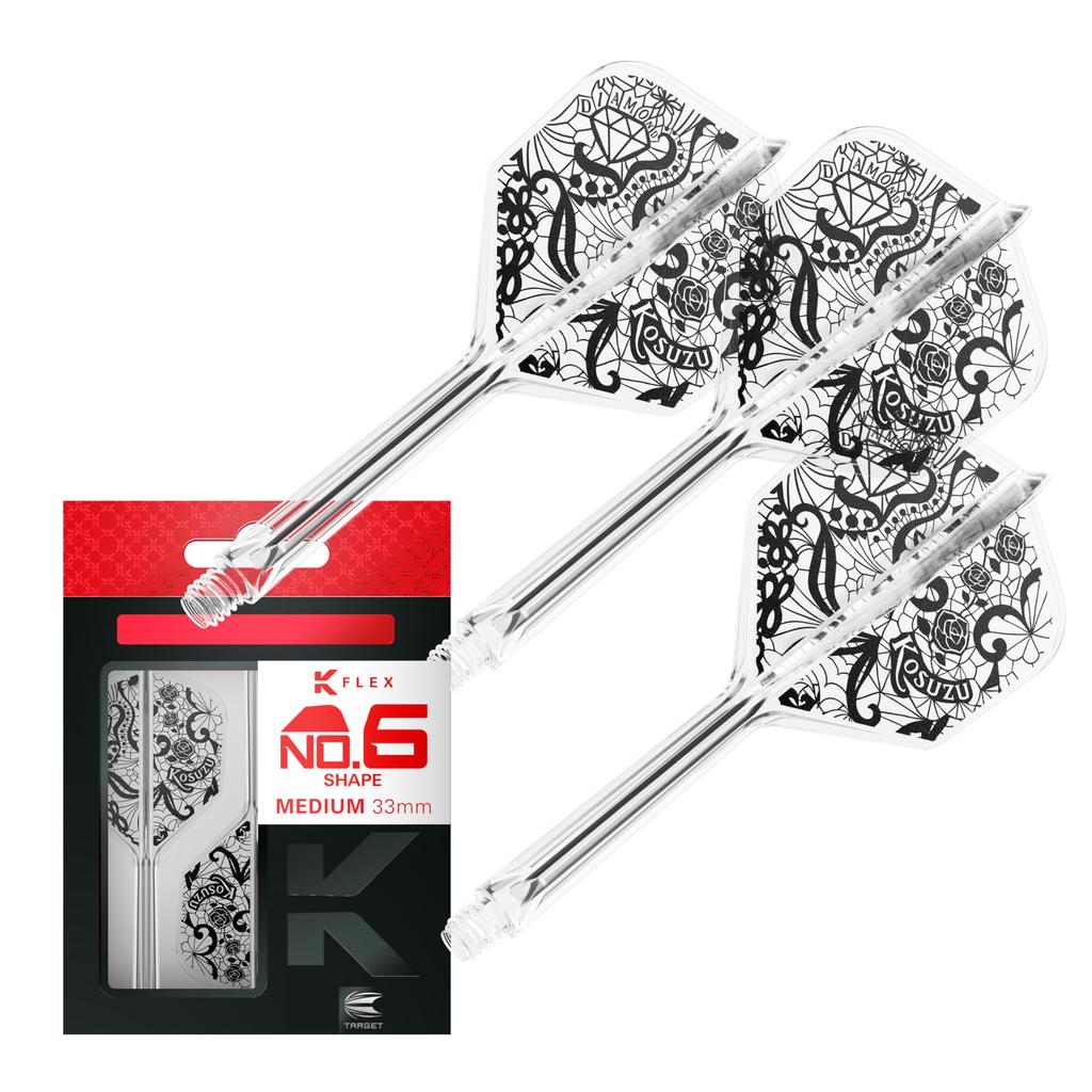 Target Japan DIAMOND FLIGHT Kozuru Flights and Shafts Clear Shape Design Integrated Shaft and Flight Design Pack of 3 Professional Darts Accessories