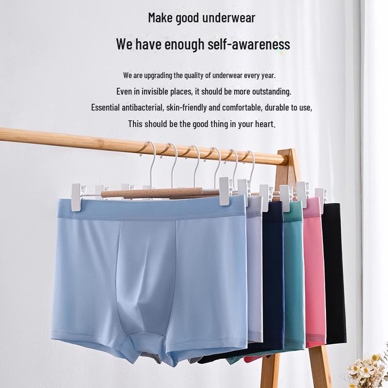 Arlo Men's Ice Silk Breathable Mid-Waist Boxer Briefs - Antibacterial, Comfortable, Thin.