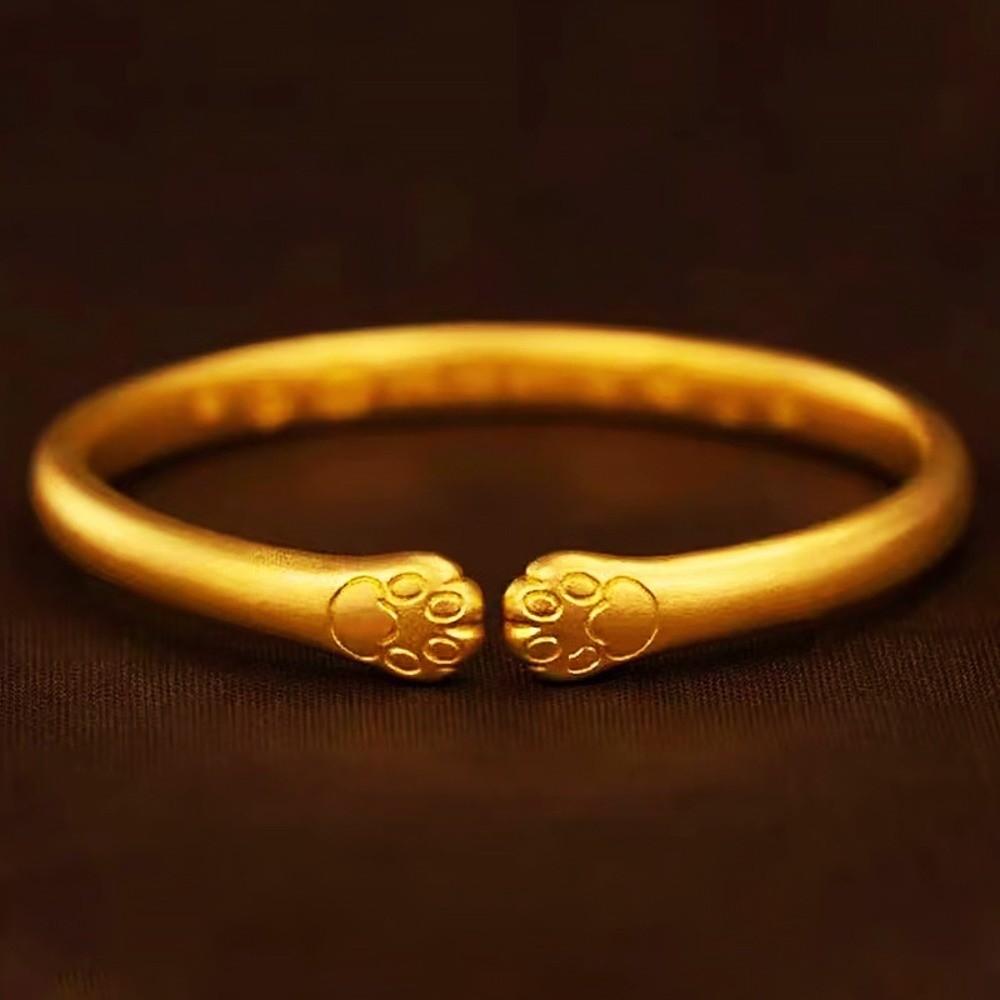 Carved Pattern Metal Opening Bangle Baby Armlet Frosted Golden Wrist Jewelry for Gifts