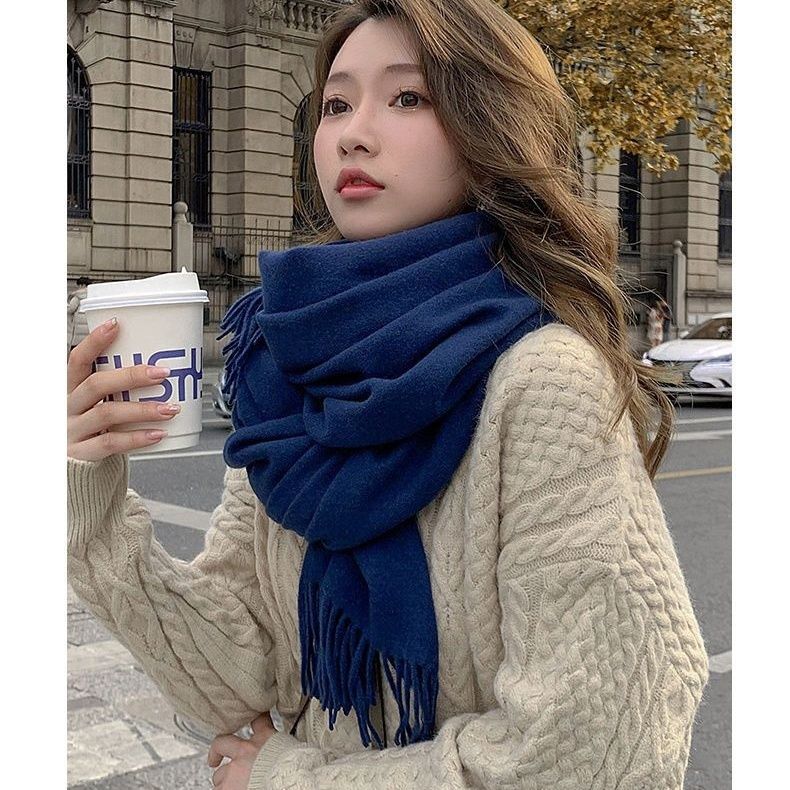 Herbst und Winter Neuer Damen-Kaschmirschal Einfarbiger Kaschmir-Imitat-Zugschal Dicker Kaschmir-Stickerei-Schal