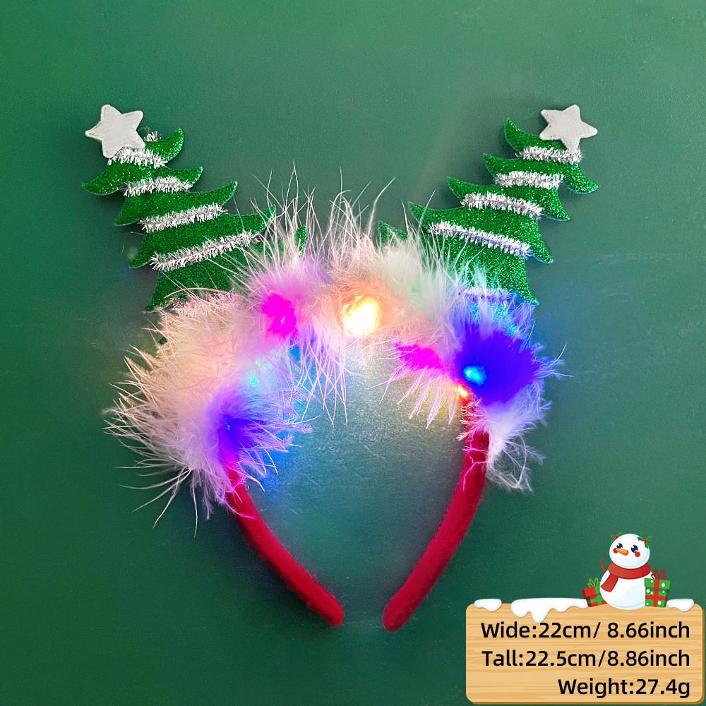 Unique And Colorful Christmas Antler Headband With Soft Plush And Lights For Creative Outfits Party