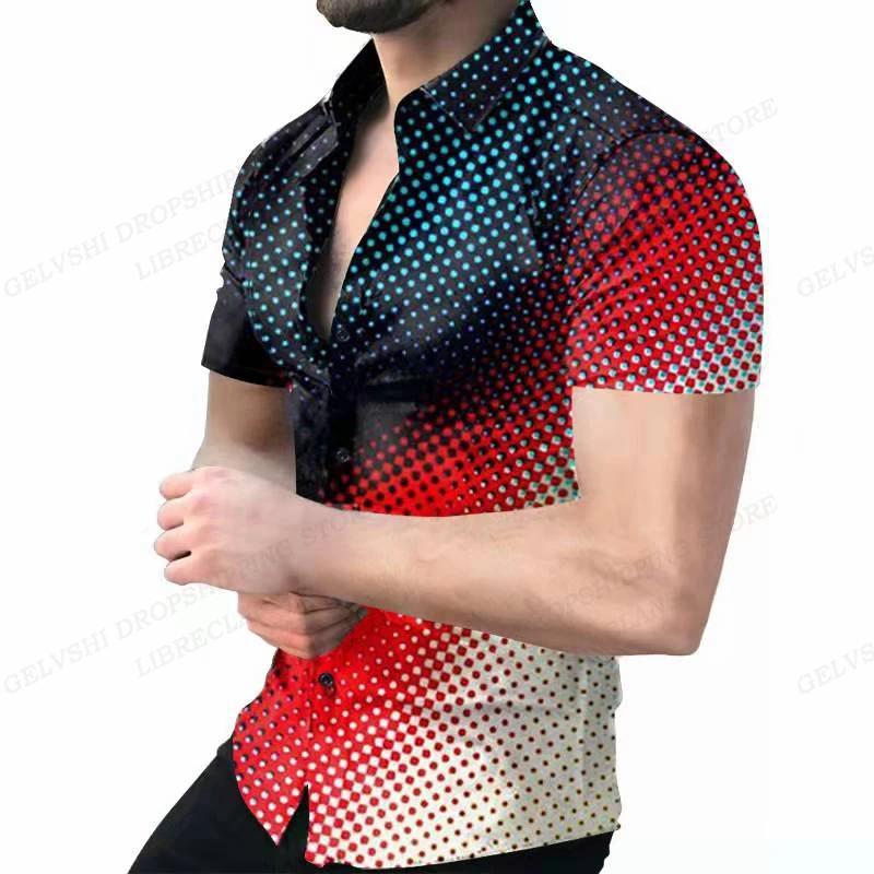 Geometrisch gemustertes Kurzarmhemd, stilvolles lässiges Herrenoberteil für den Alltag.