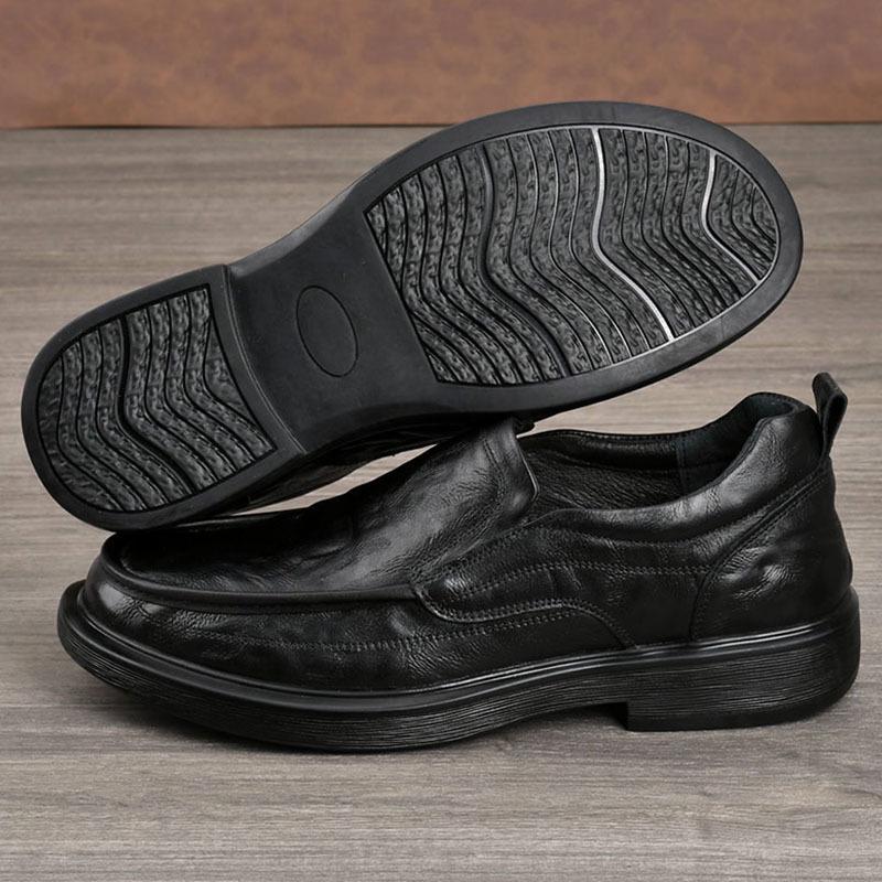 Men's Genuine Leather Casual Slip-On Shoes - Breathable, Soft Sole, Ideal for Spring and Autumn