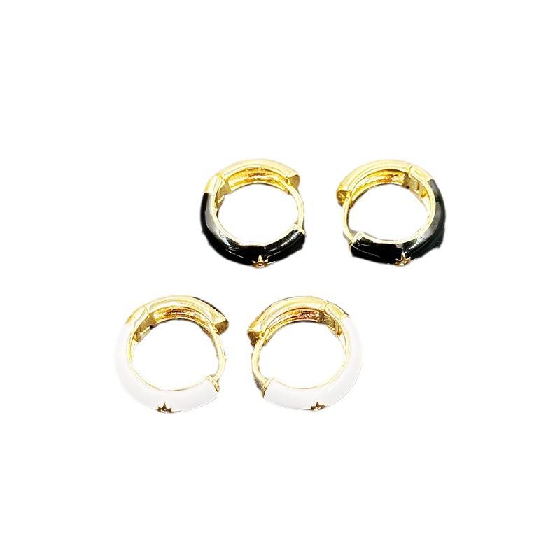 Manufacturer Supply Niche Design Earrings Black And White Drop Glaze Ear Buckles Advanced Sense Starlight Earrings Spot