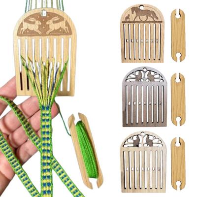 Rigid Heddle Backstrap Loom Kit Small Wooden Belt Weaving Tools Beginners Bracelets Bags Belts Camera Straps Bandweaving Shuttle Kit