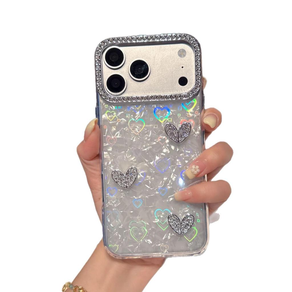 Three Crystal Heart Phone Case for iPhone 17 Pro Max, 15 Pro, and IP11/12/16