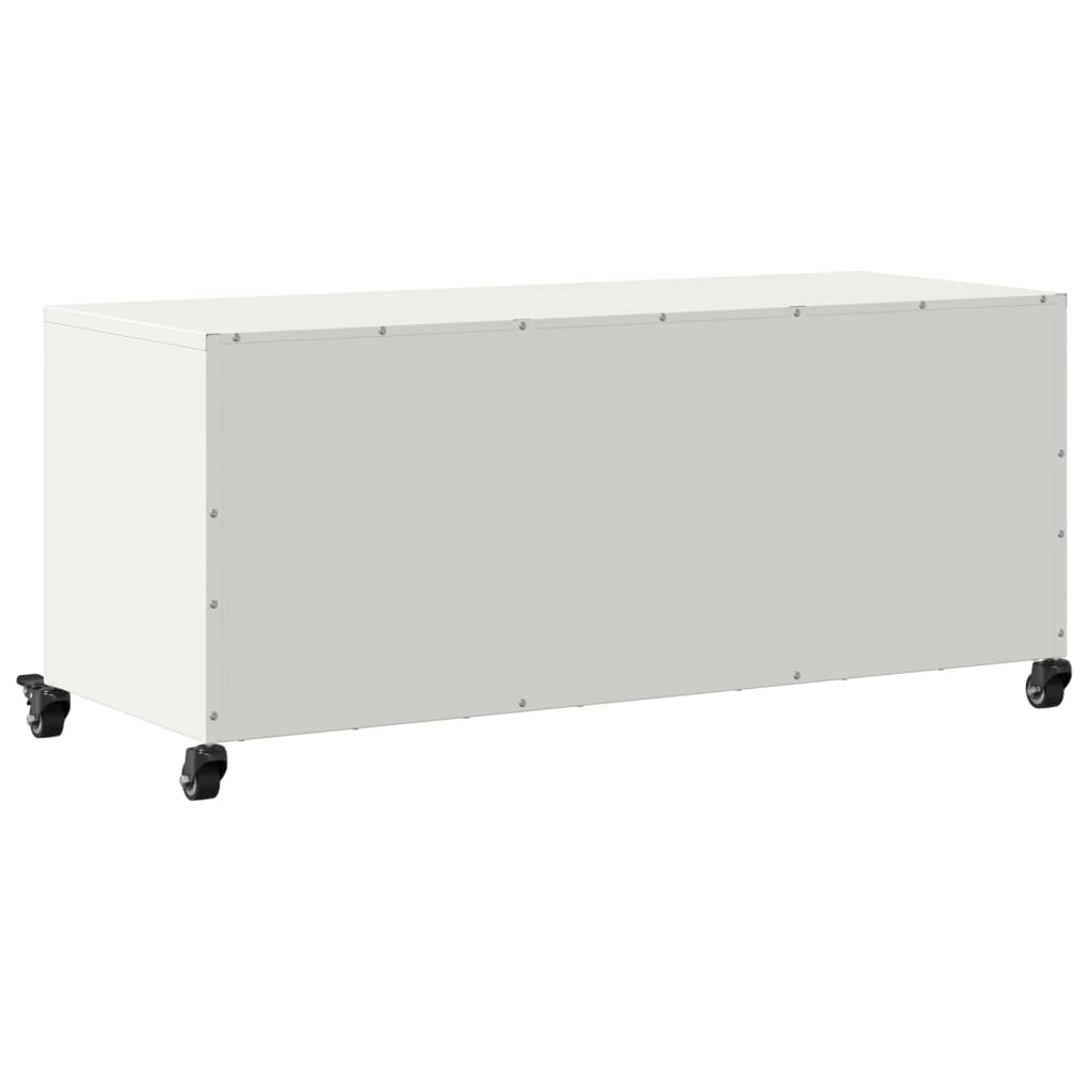 Vidaxl Szafka Rtv, Biała, 100,5X39X43,5 Cm, Stal