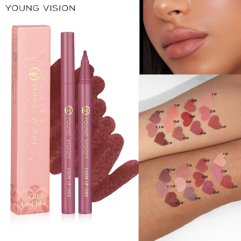 YOUNG VISION Matte Liquid Lip Liner Sponge Gourd Head Matte Nude Waterproof Lip Glaze Lippenstiftstift