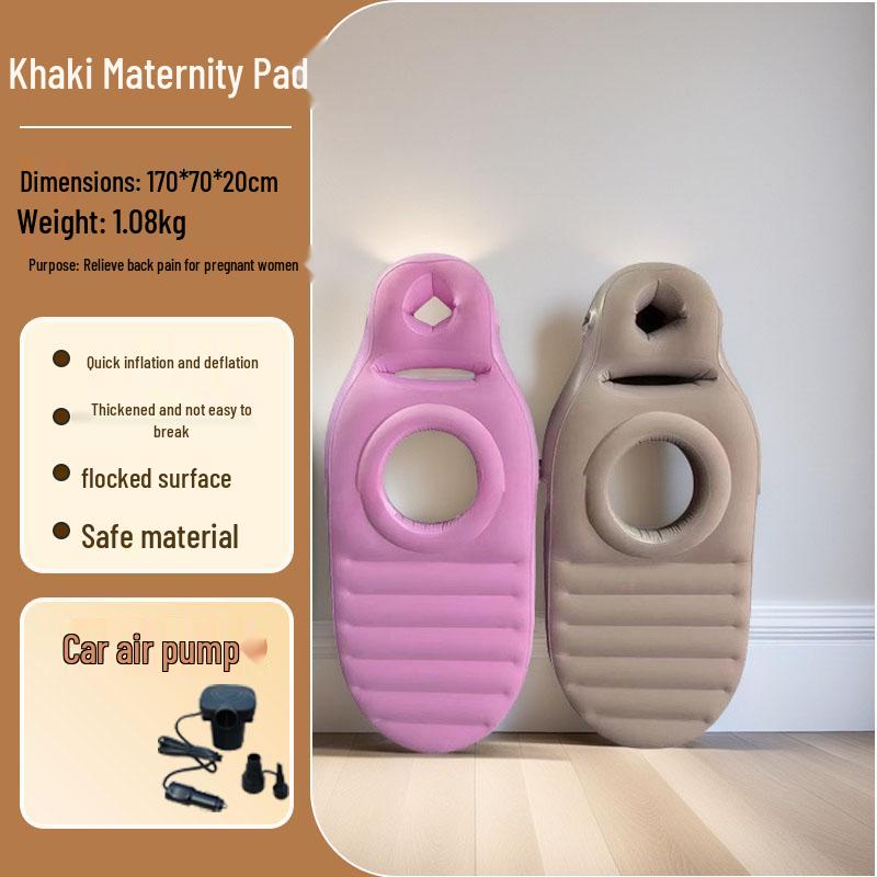 Eco-friendly PVC Inflatable Pregnant Woman Cushion - Comfortable Flocking Recessed Sleeping Pillow Pad