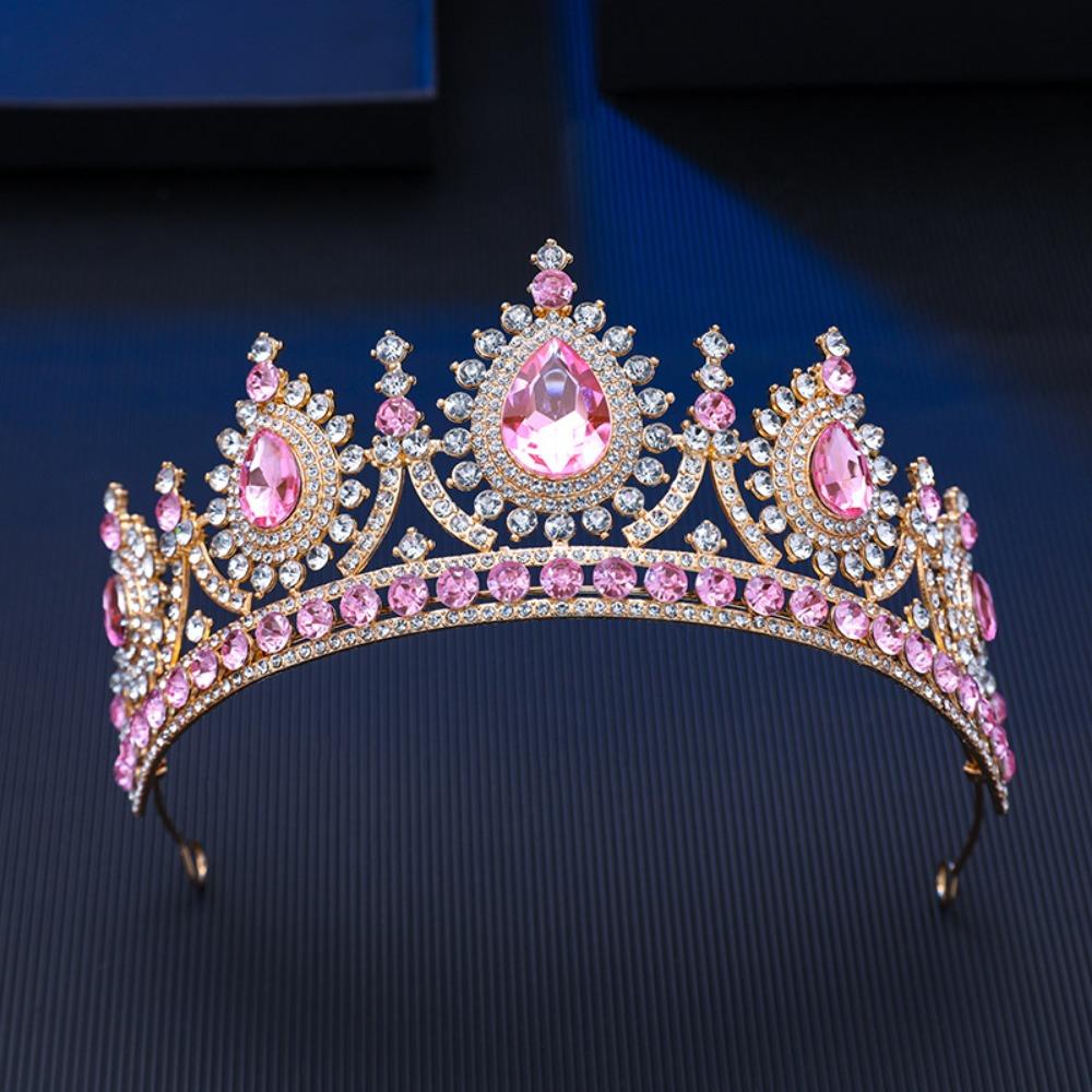 Multicolor Baroque Pageant Crown Luxury Wedding Crown Metal Queen Princess Tiara  Party Supplies