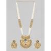 Gold-Plated Handcrafted Artificial Traditional Jewelry Set-Ruby/Kundan Stones & Pearl Beaded Multistrand with Matching Earrings For Women and Girls
