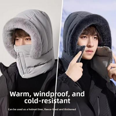 Keep Warm 3-in-1 Winter Cycling Hat Windproof Cold Resistant Warm Scarf Face Mask Velvet Neck Protection Lei Feng Hat Men