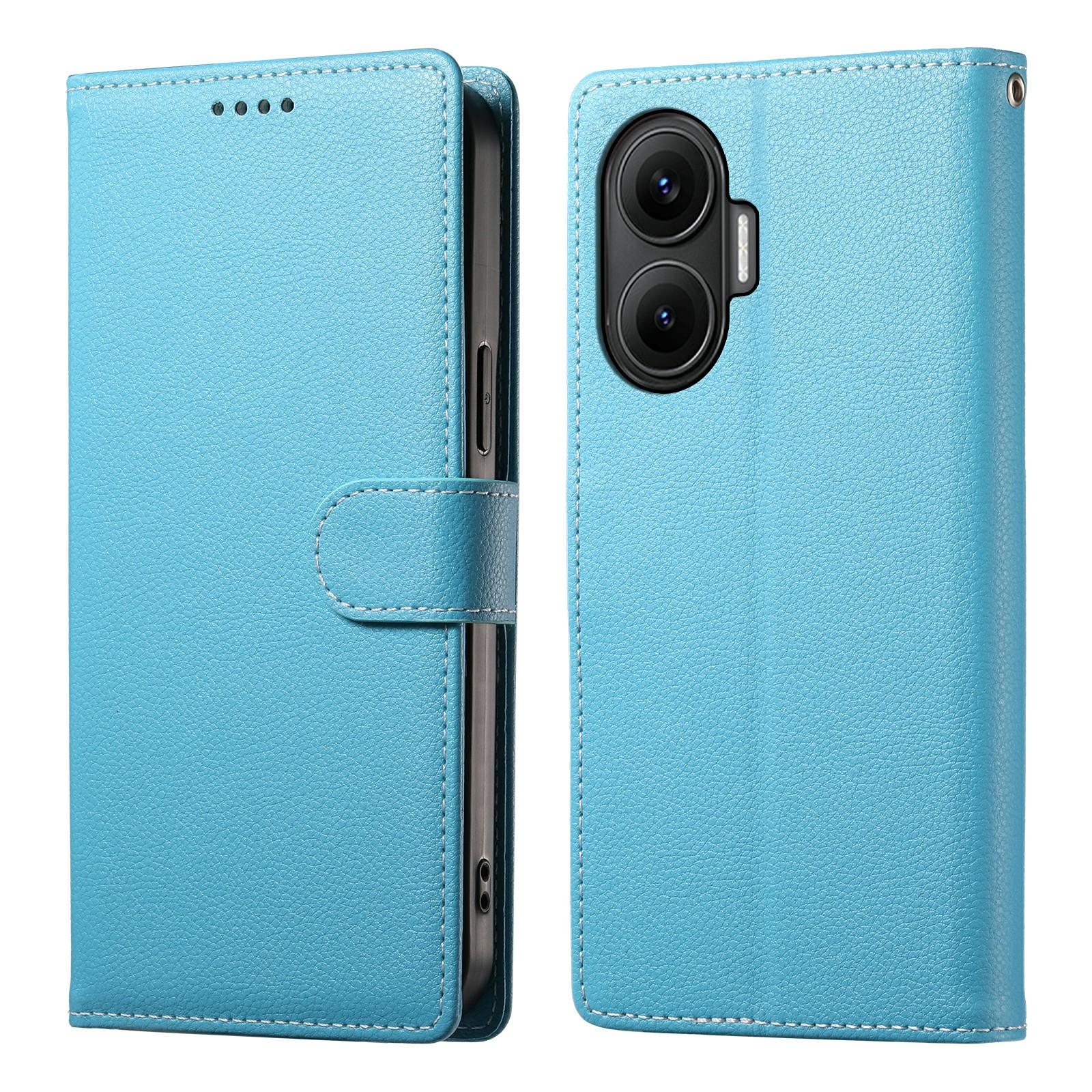 

Для Xiaomi Poco F7 5G/Redmi Turbo 4 Pro 5G Чехол-подставка Кожаный кошелек с текстурой личи для телефона Магнитная застежка Sky Blue