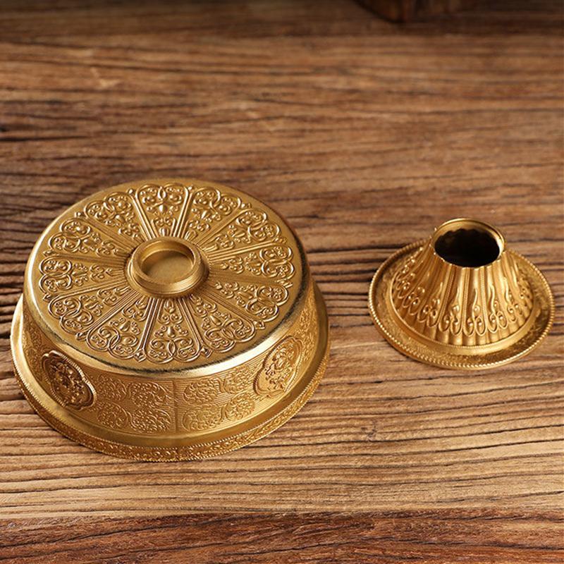 Copper Tribute Buddhist Plate Auspicious 13.5 Cm Brass Tibetan Engraving Buddha Fruit Tray Saucer Home Gift Desktop Decorative
