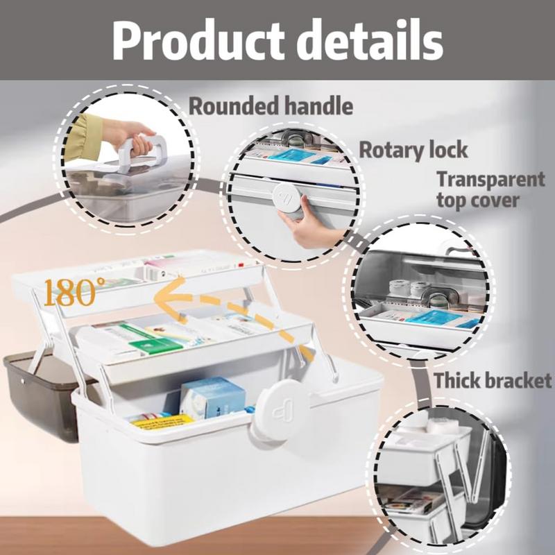 3 Tier Medicine Box Portable 3-Layer Multifunctional Medicine Container Large Capacity Transparent Medicine Box With Carrying