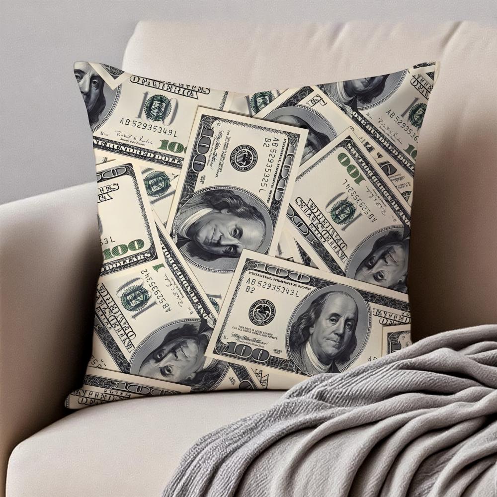 Nice Good DDollars Moneys Cushion Cover Pillowcase Antidustmite Invisible Zipper Short Plush Sofa Cushion
