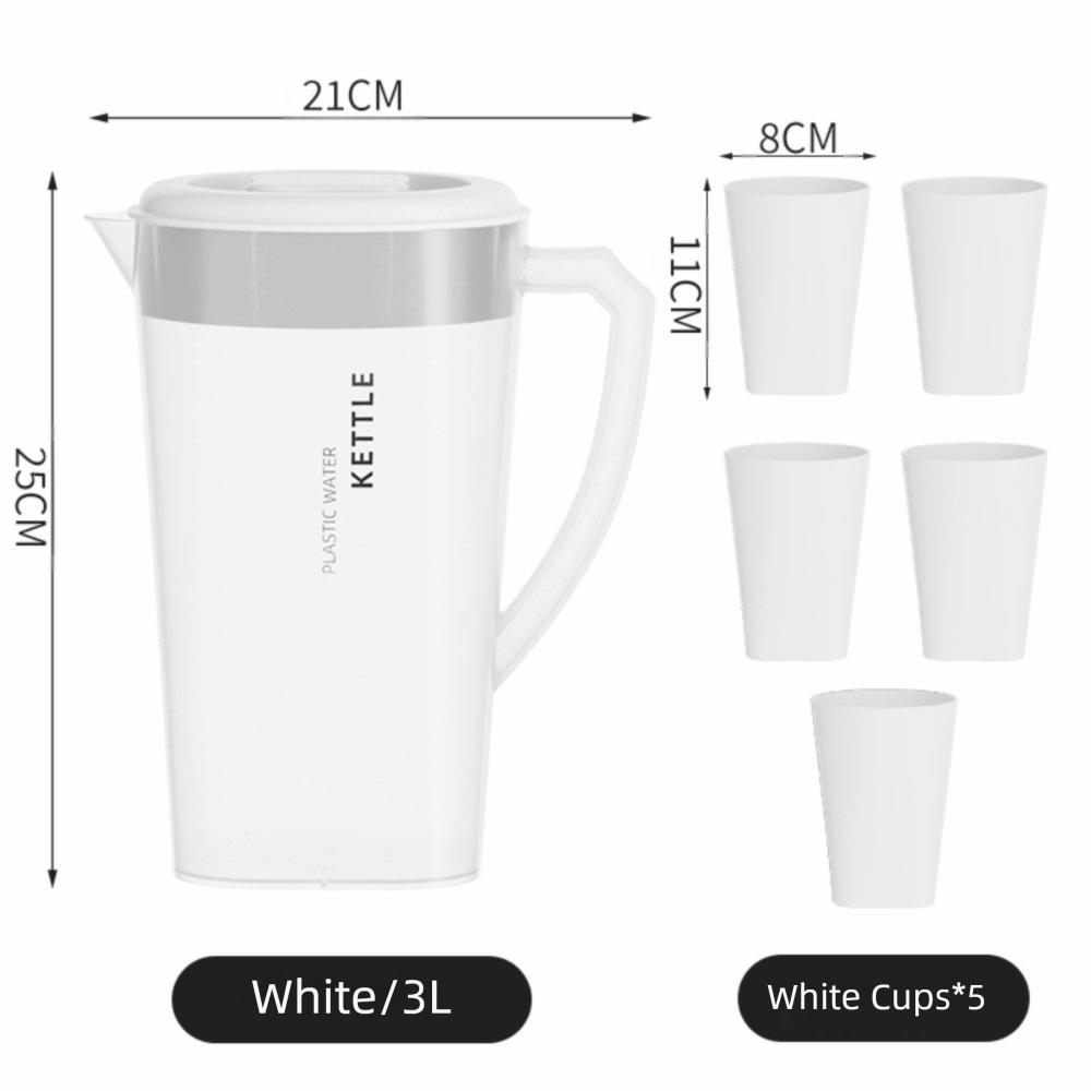 New 1.3/2.2/3L Cold Water Kettle Large Capacity Plastic Juice Jug with Cup Heat Resistant Fall-resistant Pitcher Drinkware