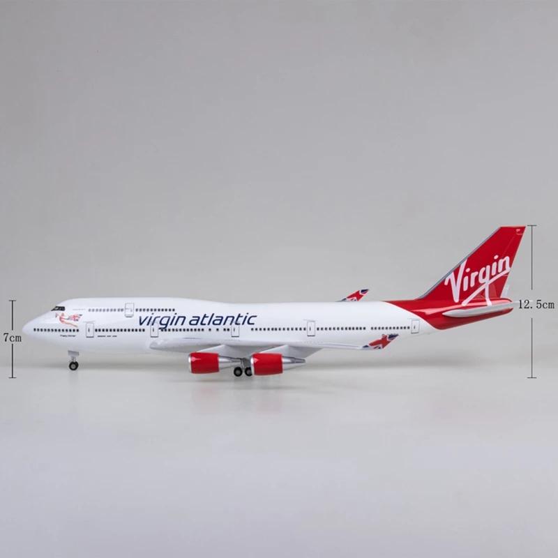1/200Diecast Airplanes B747 Virgin Atlantic Plane Toy Model 47CM Aircraft British Airline W Light and Wheel Landing Gear