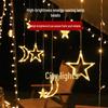 LED Solar Lichterkette - Stern & Mond Vorhang, Outdoor Camping & Feiertags-Feendekor