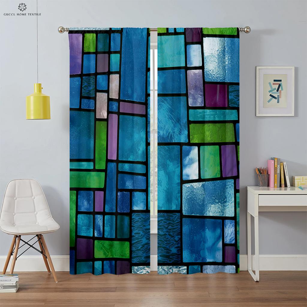 Simple Geometric Creative Pattern Curtain Rod Pocket Decorationation Modern Home Decoration Bed Room Living Area Kitchen Quality