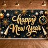 Happy New Year Banner Festive  Holiday Celebration Display Holiday Background Black Background Year-end Display For Office