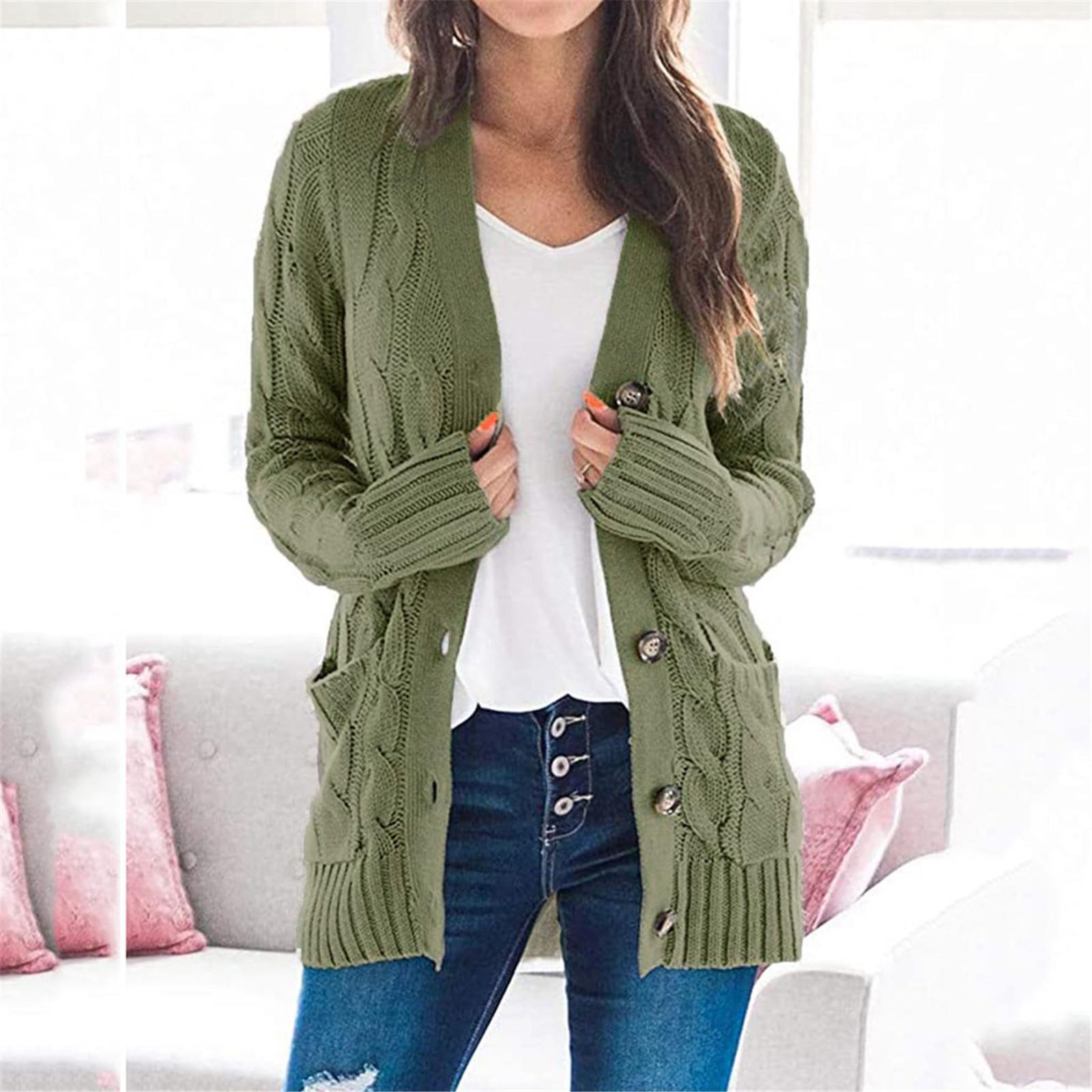 

Женский лоскутный кардиган в стиле бохо с длинным рукавом и открытой передней частью, вязаные свитера, пальто, карманы L армия зеленый