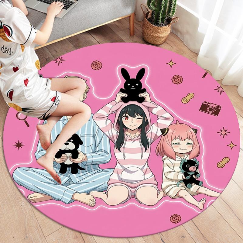 Spy Family Round Area Rug Carpet Rug For Living Room Bedroom Sofa Playroom Decor Nonslip Floor Mat