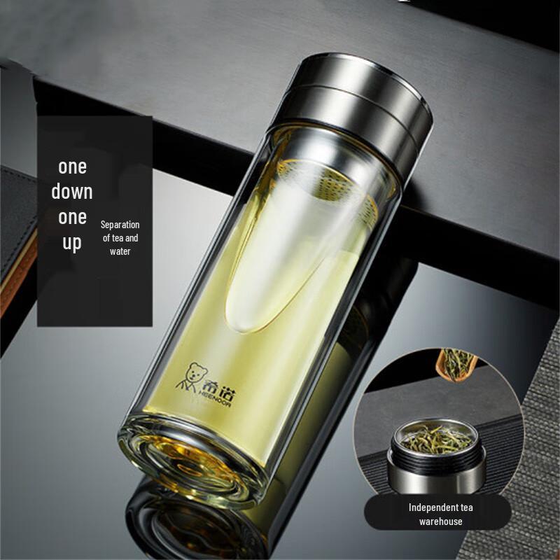 HEENOOR Tea Infuser Double-Wall Glass Bottle