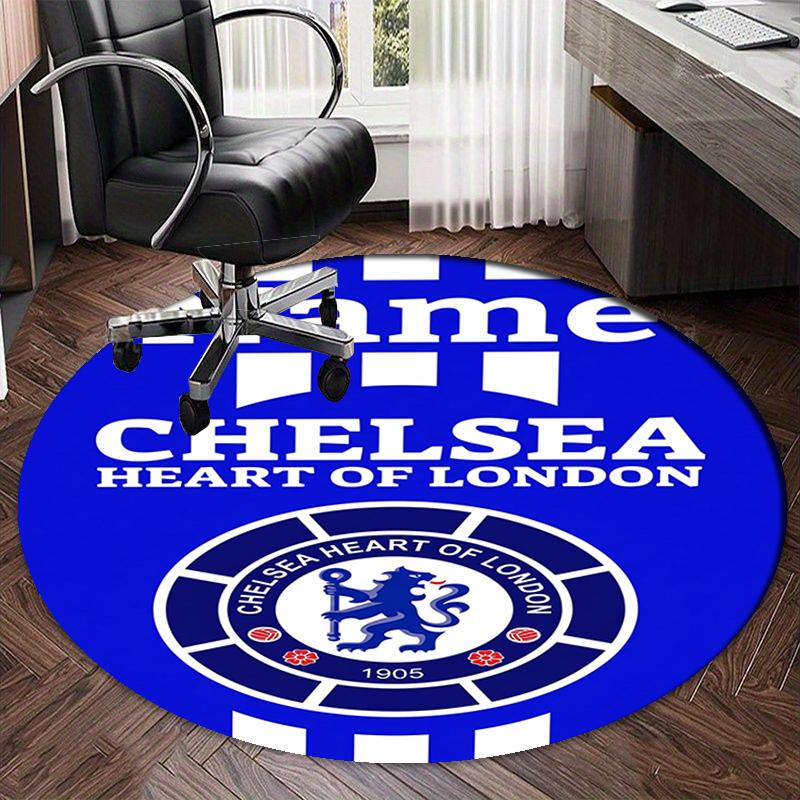 Custom Name Chelsea Football Club Printed Round Rug Carpet Chair Rug Area Rug Entryway Doormats,for Office Chair Living Room Bedroom Kitchen Room.