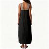 Women Sleeveless Loose Fit Casual Long Dress with Adjustable Striped Straps Lightweight Summer Maxi Dress for Daily Wear