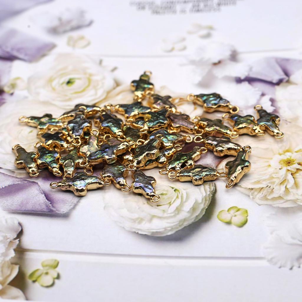 1Pcs/2Pcs Baroque Pearl Connector Freshwater Pearl Variant Cross-Shaped Connector For Jewelry Making DIY Necklace Accessory