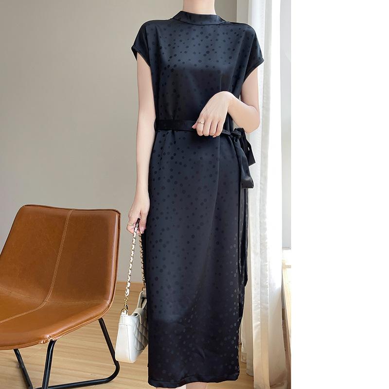 

Сладкий и элегантный стиль и платье миди с точечным дизайном для женщин. Летнее прохладное платье с рукавами из ацетатного сатина. XXL