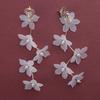 Fashion Trend White Acrylic Flower Drop Earrings Female Alloy Tassel Chain Pendant Earrings Korean Wedding Earrings