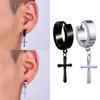 Dangle Hoop Earring Men Stainless Steel Punk Earrings Simple Cross Stud Earrings  Girls