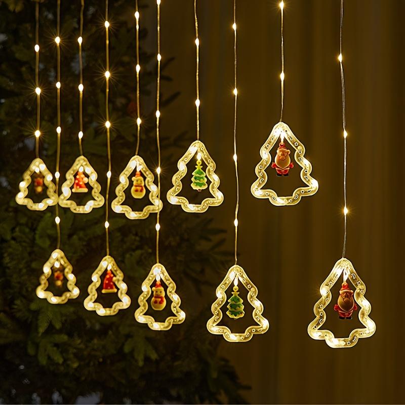 high qualityLED Christmas Curtain Lights with Santa Claus & Classic -in/- String Lights Suitable for Indoor Room Window Holiday Decorations -