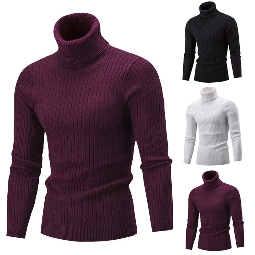 Winter Men Slim Warm Knit High Neck Pullover Jumper Sweater Turtleneck Top