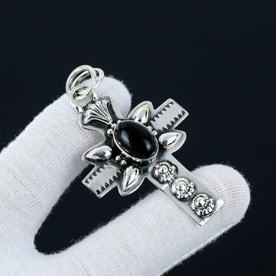 Schwarzer Onyx Natur Anhänger, 925 Sterling Silber Anhänger, Schwarzer Onyx Schmuck Halskette Anhänger, Valentinstag Geschenke, Muttertagsgeschenk Sie