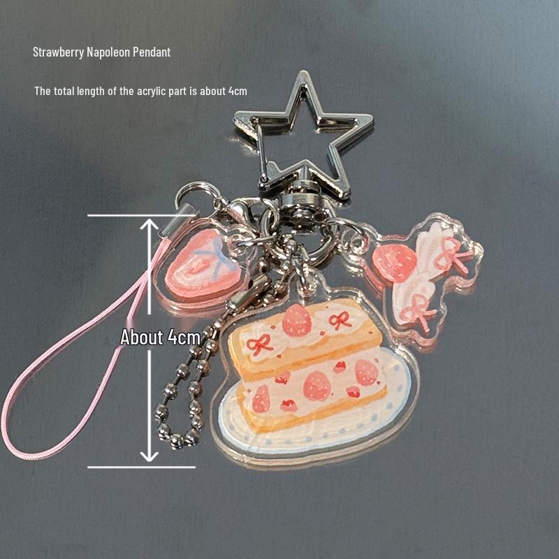 Cai Cai Xuan Peach Parfait/Cake & Cherry Cream/Strawberry Acrylic Pendant Clip Journal