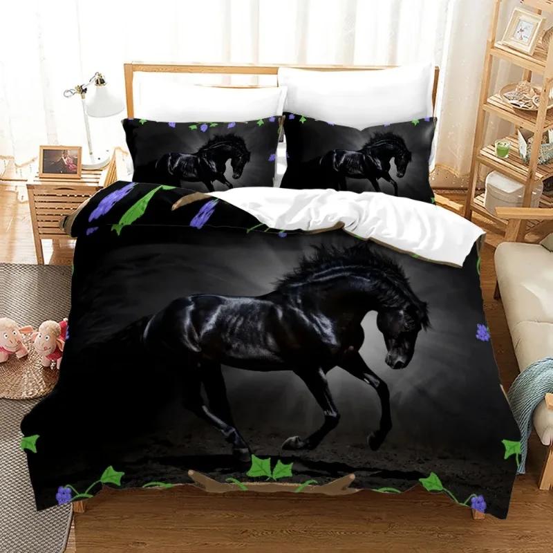 Comforter 3D Bedclothes For Rainbow Horse/Four Leaf Cloverstar Horse Zebra Animal Winter S Bedroom Set Home Textile