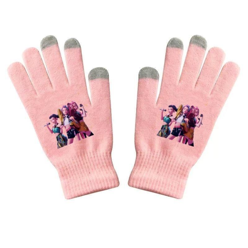 K Pop Demon Hunters Girls Gloves Woman Touch Screen Gloves Lady Winter Warm Cartoon Anime Accessories Cute Gift