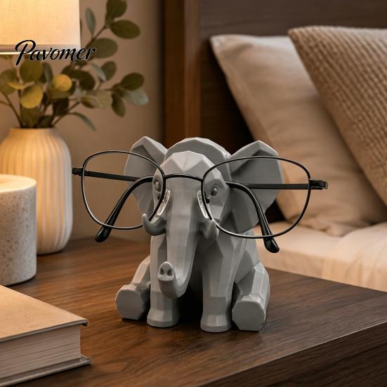 Decorative Eyeglass Holder Elephant Shape Glasses Holder, 3D Printed Geometric Display Artistic Home Ornament Organizer, Desktop for Office Nightstand