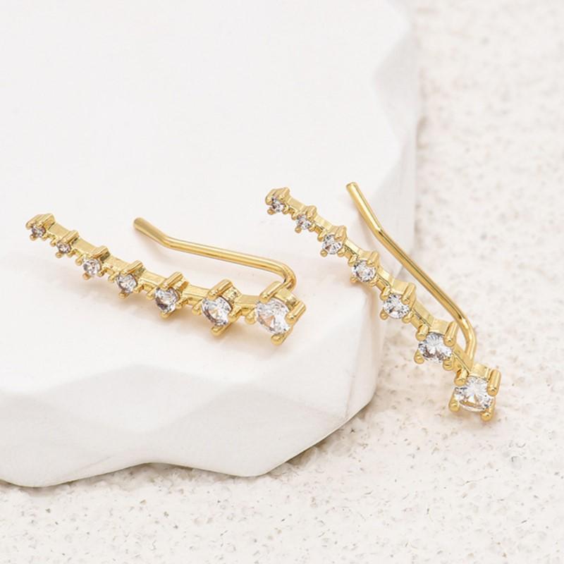 14K Gold Plated Exquisite Zircon Stud Earrings for Women Trendy Earring Party Jewelry Gifts