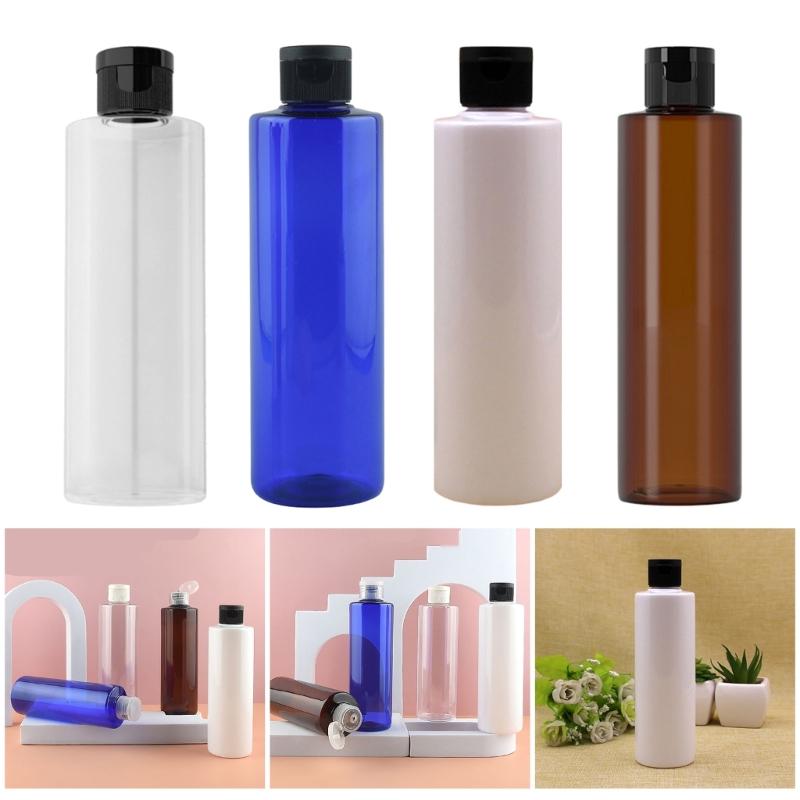 4pcs Portable 250ml Refillable Plastic Bottles Cosmetic Containersfor Shampoo Conditioner Makeup Remover Leak Proof